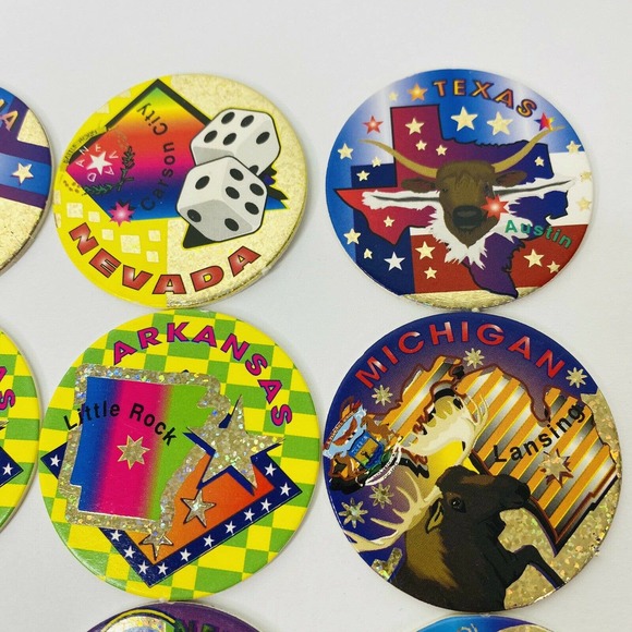 Vintage POGS Various States Nevada Arkansas Indiana Alaska 90s Game Nostalgia - Picture 3 of 7